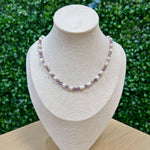 Load image into Gallery viewer, Amethyst and Freshwater Pearl Adjustable Beaded Necklace 4mm - Gold Stainless Steel
