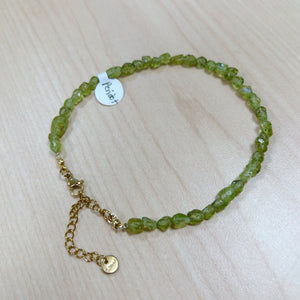 Peridot Free Form Anklet 5mm to 6mm - Gold Stainless Steel