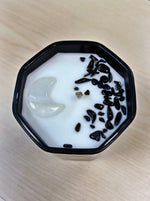 Load image into Gallery viewer, Moon Soy Candle with Clear Quartz and Obsidian
