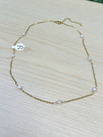 Load image into Gallery viewer, Moonstone Adjustable Chain Necklace 4mm - Gold Stainless Steel
