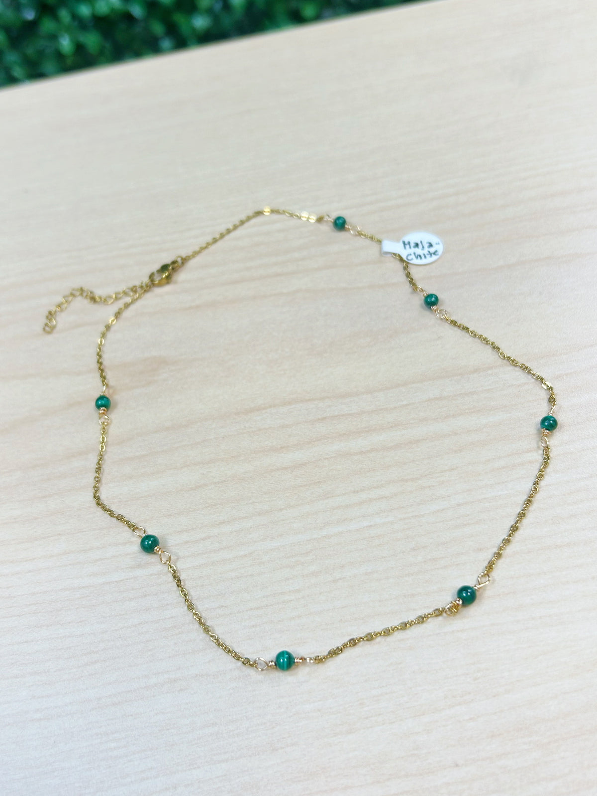 Malachite Adjustable Chain Necklace 3mm - Gold Stainless Steel