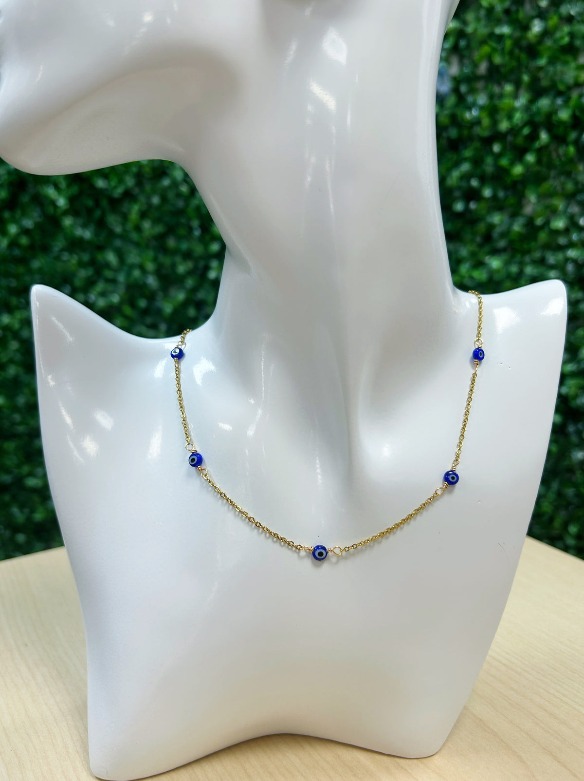 Evil Eye Adjustable Chain Necklace 3mm - Stainless Steel