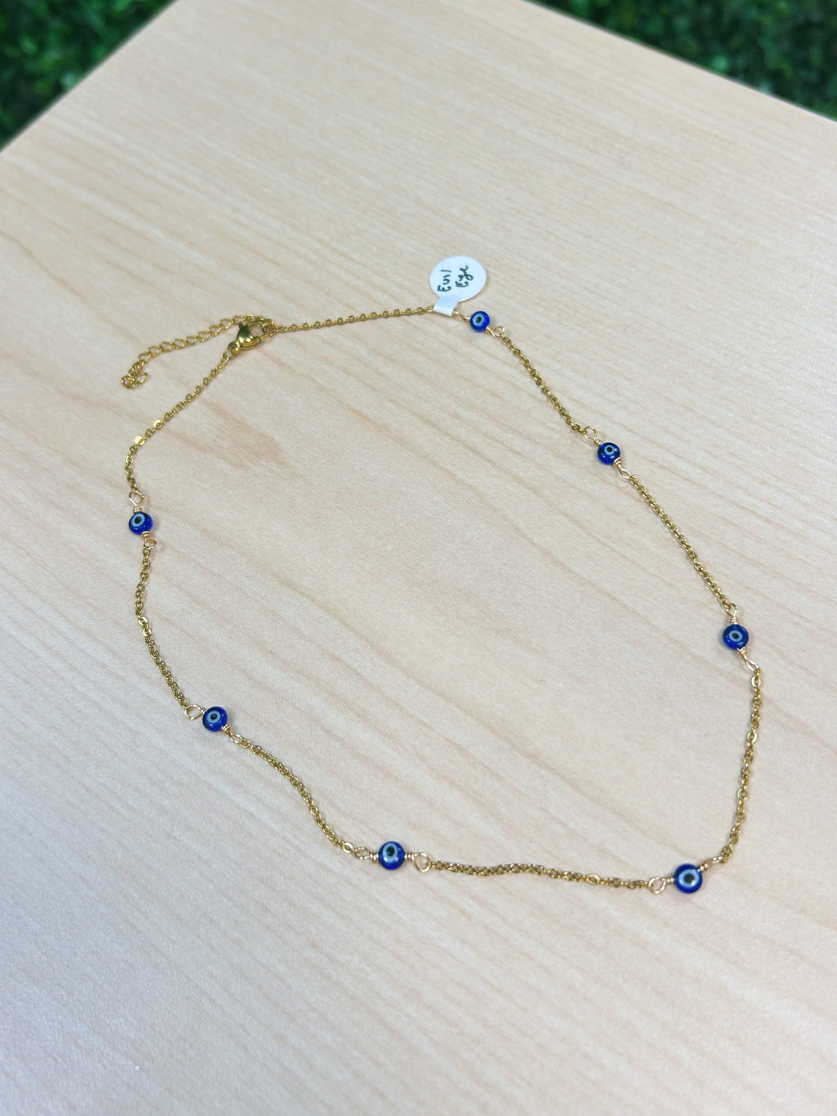 Evil Eye Adjustable Chain Necklace 3mm - Stainless Steel