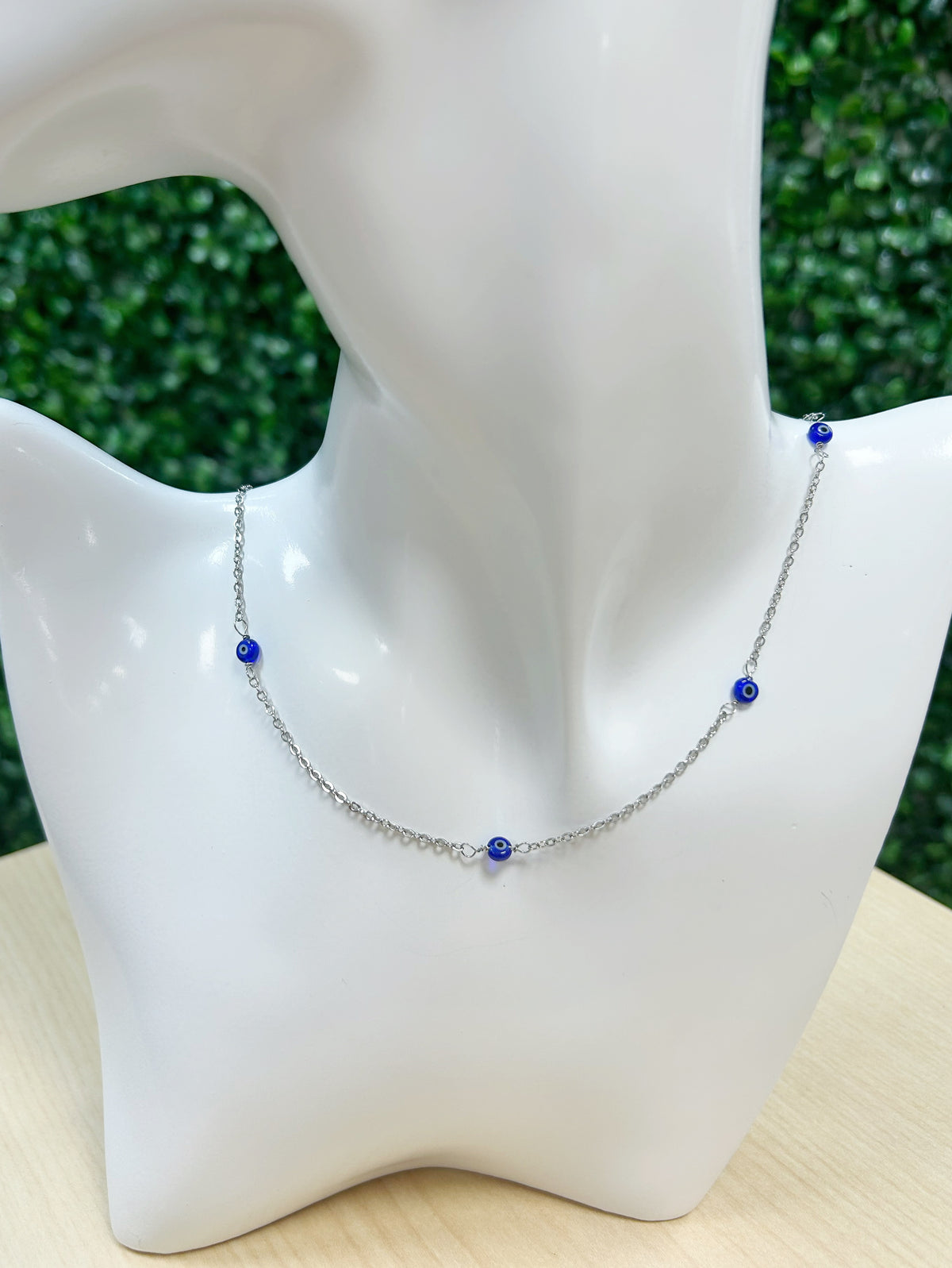 Evil Eye Adjustable Chain Necklace 3mm - Stainless Steel