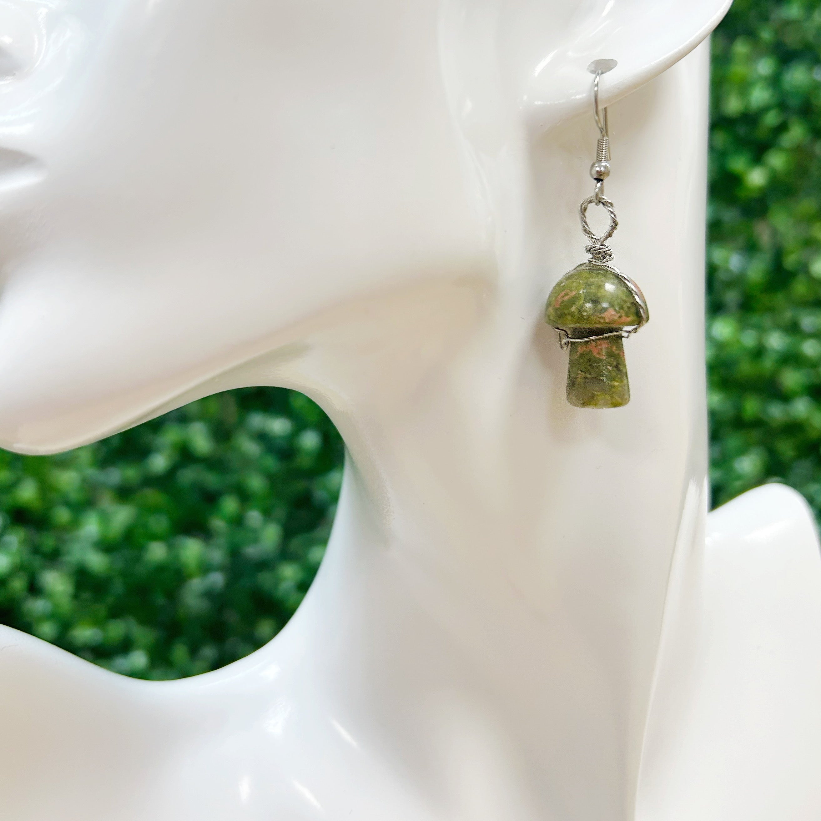 Crystal Mushroom Earrings - Stainless Steel