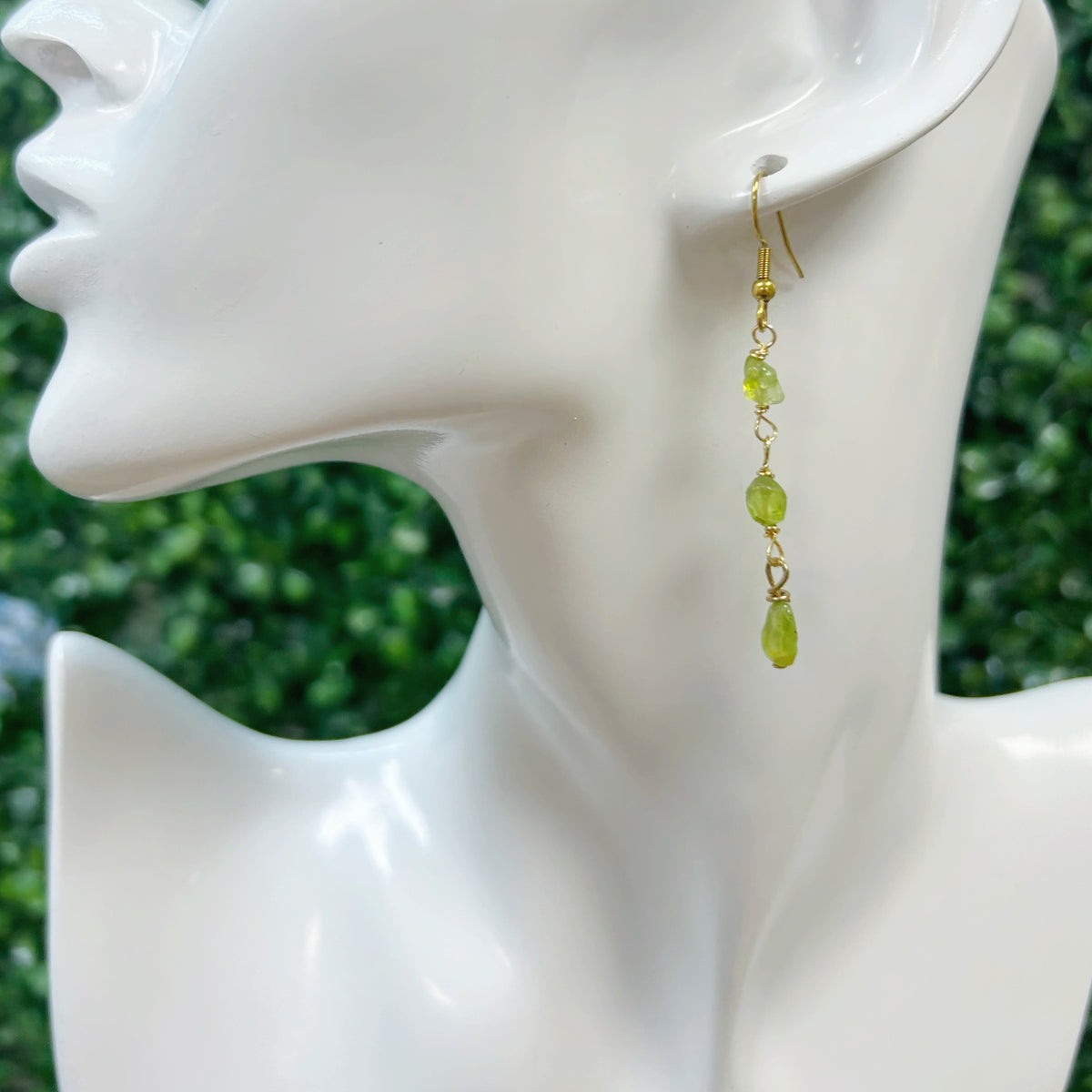 Peridot Free Form Gold Earrings