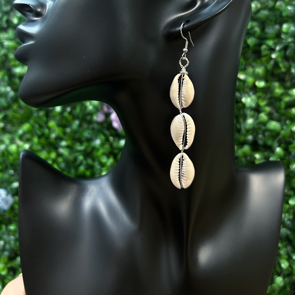 Cowrie Shells Trio Silver Earrings