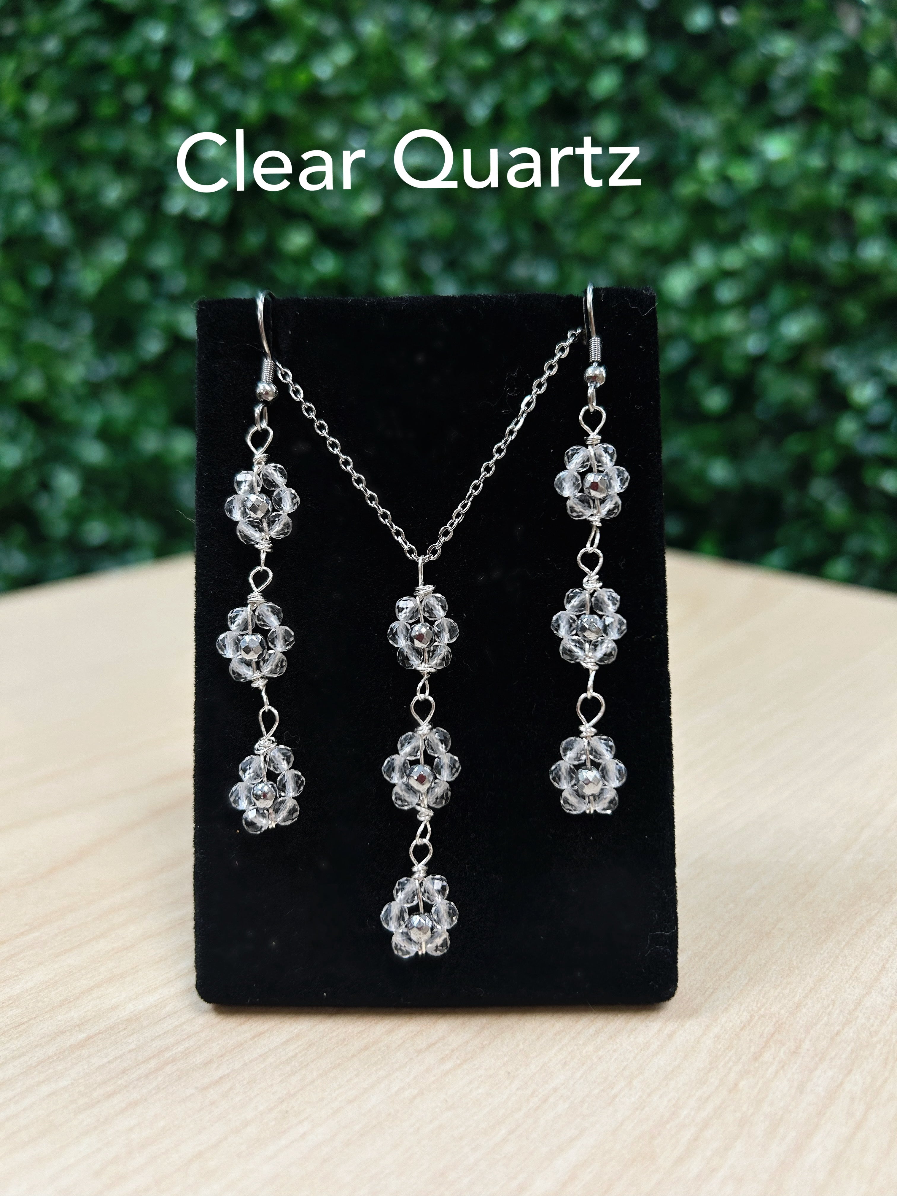 Dainty Flower Earrings and Necklace Set