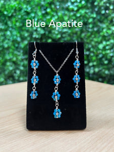 Dainty Flower Earrings and Necklace Set