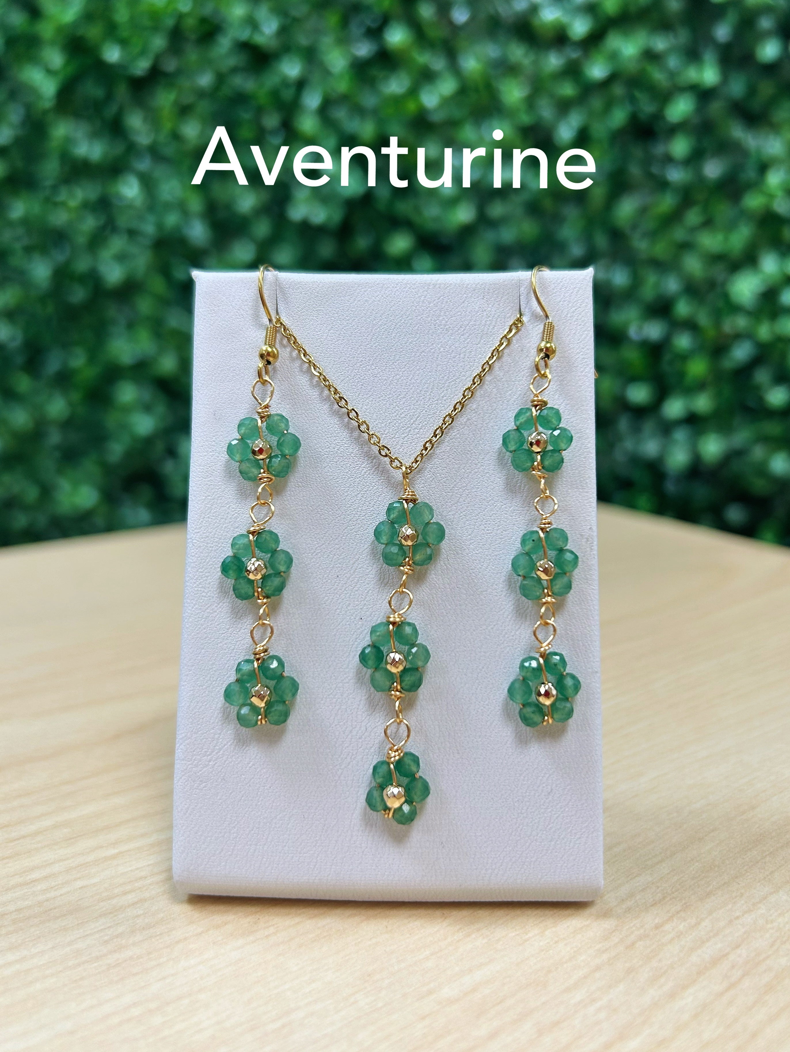 Dainty Flower Earrings and Necklace Set