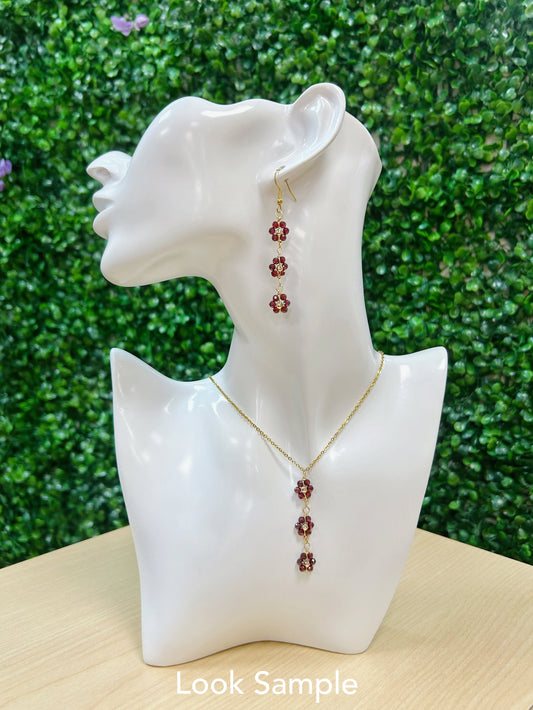 Dainty Flower Earrings and Necklace Set