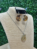 Load image into Gallery viewer, Ammonite Fossil Earrings and Necklace Set
