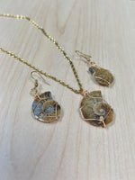 Load image into Gallery viewer, Ammonite Fossil Earrings and Necklace Set
