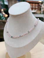 Load image into Gallery viewer, Rose Quartz with Hearts Adjustable Beaded Necklace 4mm
