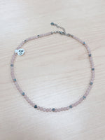 Load image into Gallery viewer, Rose Quartz with Hearts Adjustable Beaded Necklace 4mm
