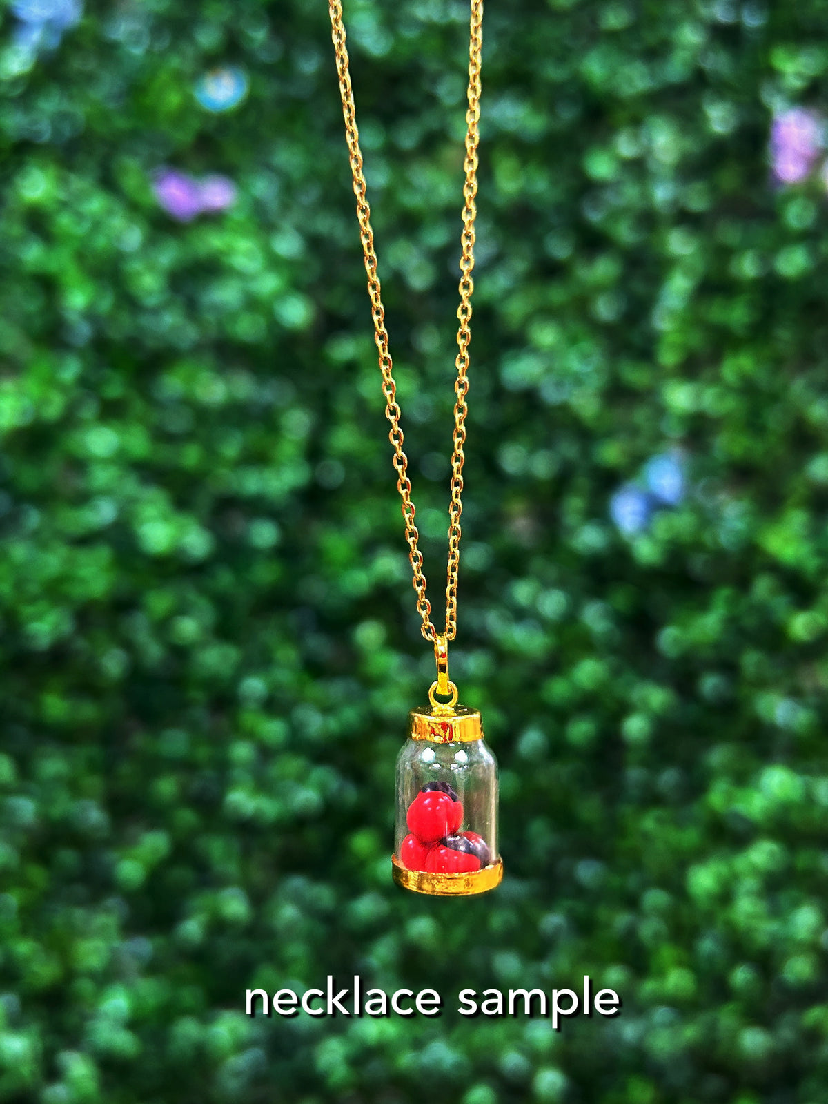 Mini Huayruro Glass Bottle Pendant (5 seeds)