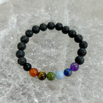 Load image into Gallery viewer, 7 Chakra and Lava Rock Bracelet 8mm
