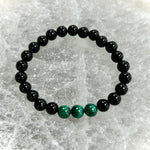 Load image into Gallery viewer, Obsidian and Authentic Malachite Trio Bracelet 8mm
