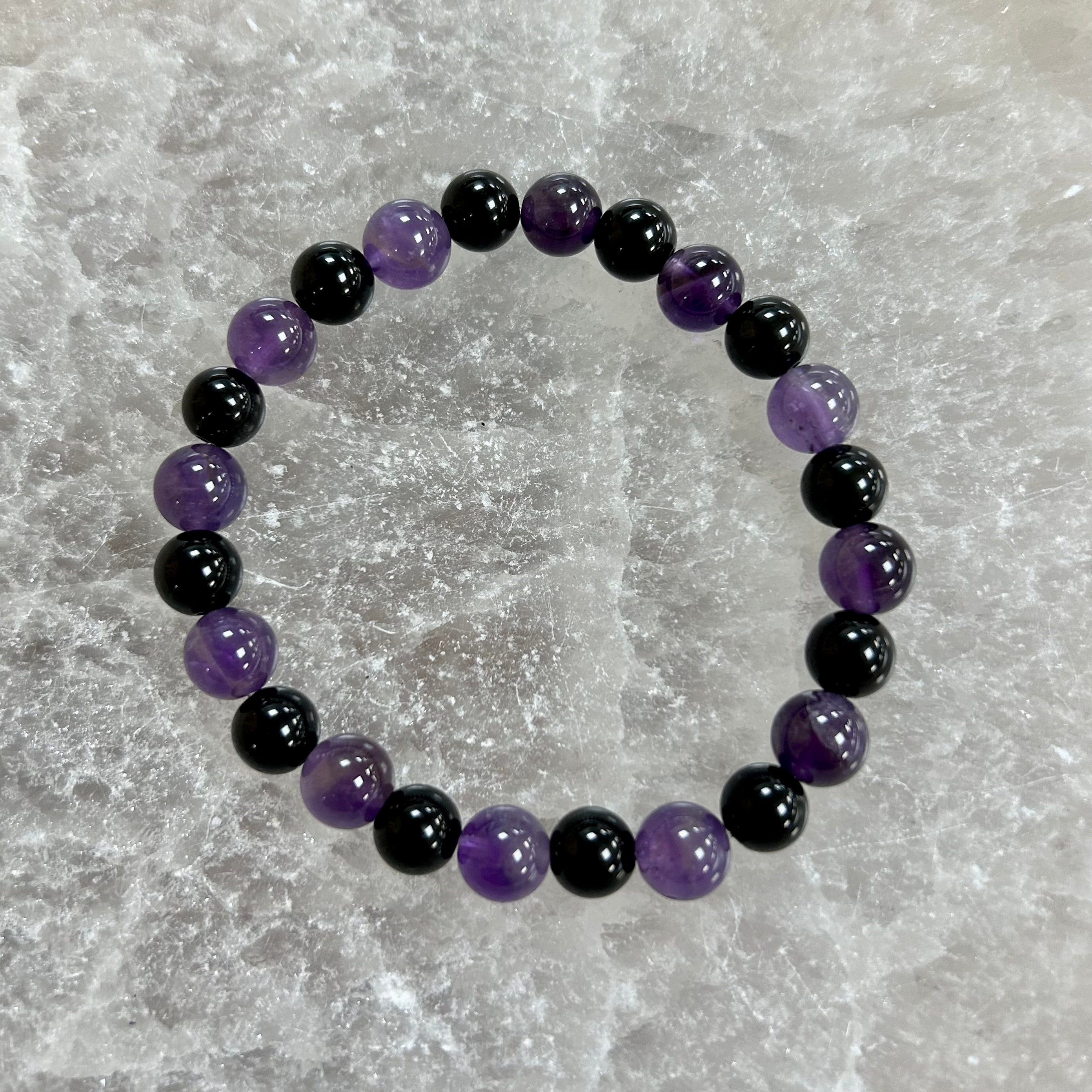 Amethyst and Obsidian Bracelet 8mm