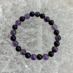 Load image into Gallery viewer, Amethyst and Obsidian Bracelet 8mm
