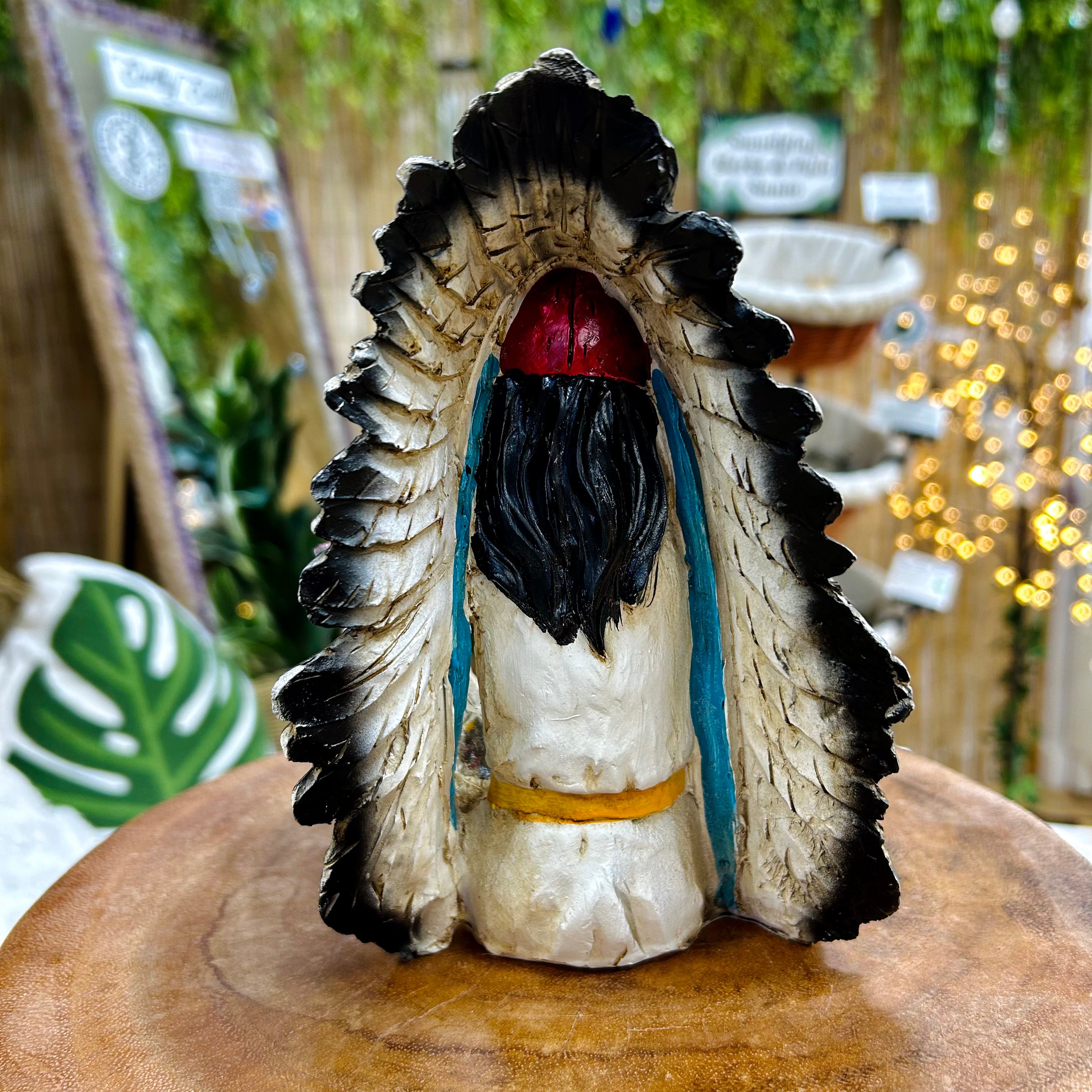 Native American with Peace Pipe and Medicine Bag 7''