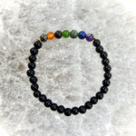 Load image into Gallery viewer, 7 Chakra Bracelet with Onyx 6mm
