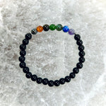 Load image into Gallery viewer, 7 Chakra Bracelet with Onyx 6mm
