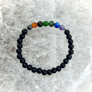 7 Chakra Bracelet with Onyx 6mm