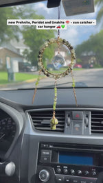 Load and play video in Gallery viewer, Prehnite, Peridot and Unakite Dream Catcher Style - Car Hanger
