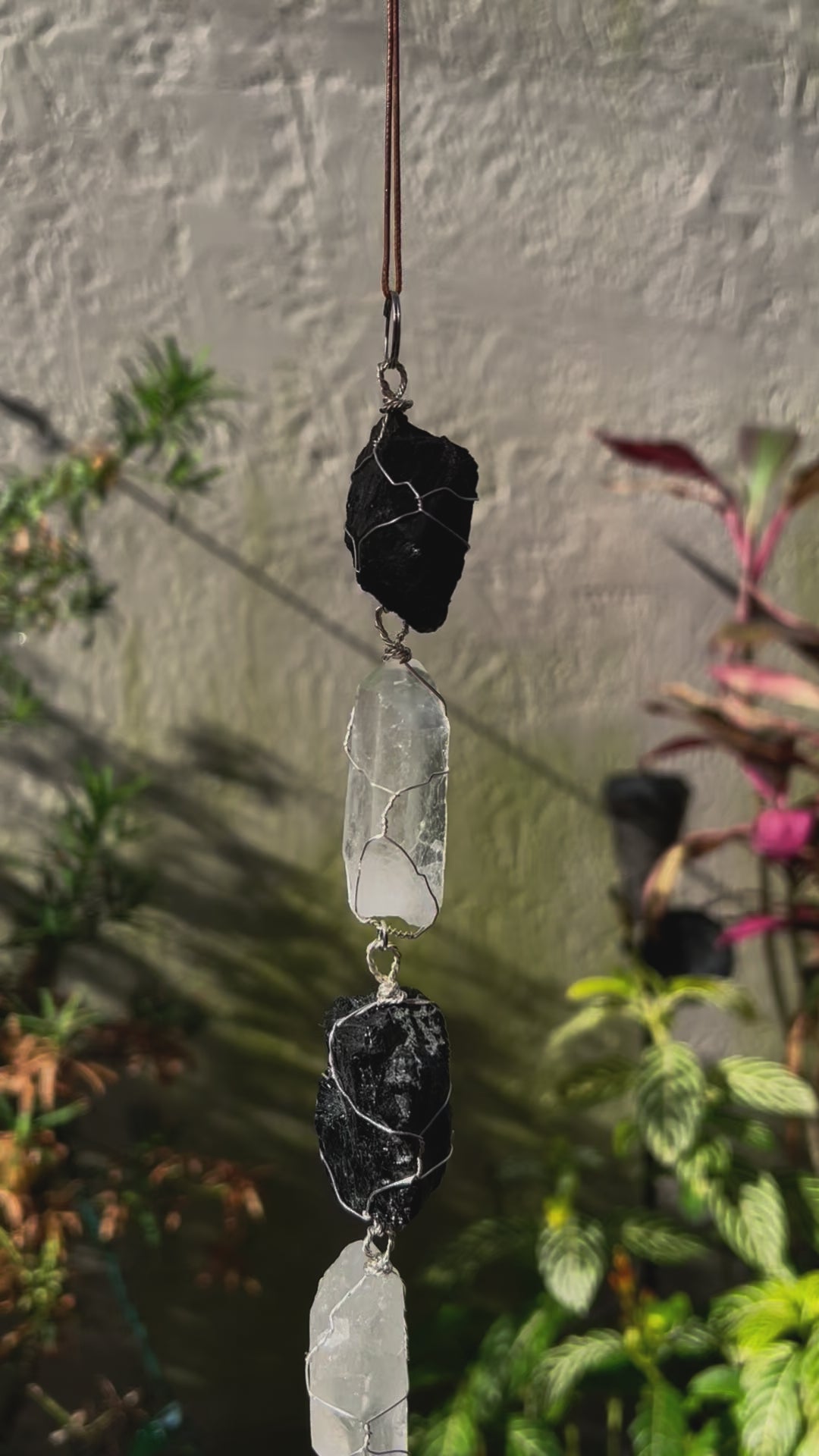 Tourmaline and Clear Quartz Wall Hanging 18''