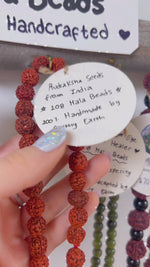 Load and play video in Gallery viewer, 108 Mala Bead Necklace - Rudraksha Seeds from India
