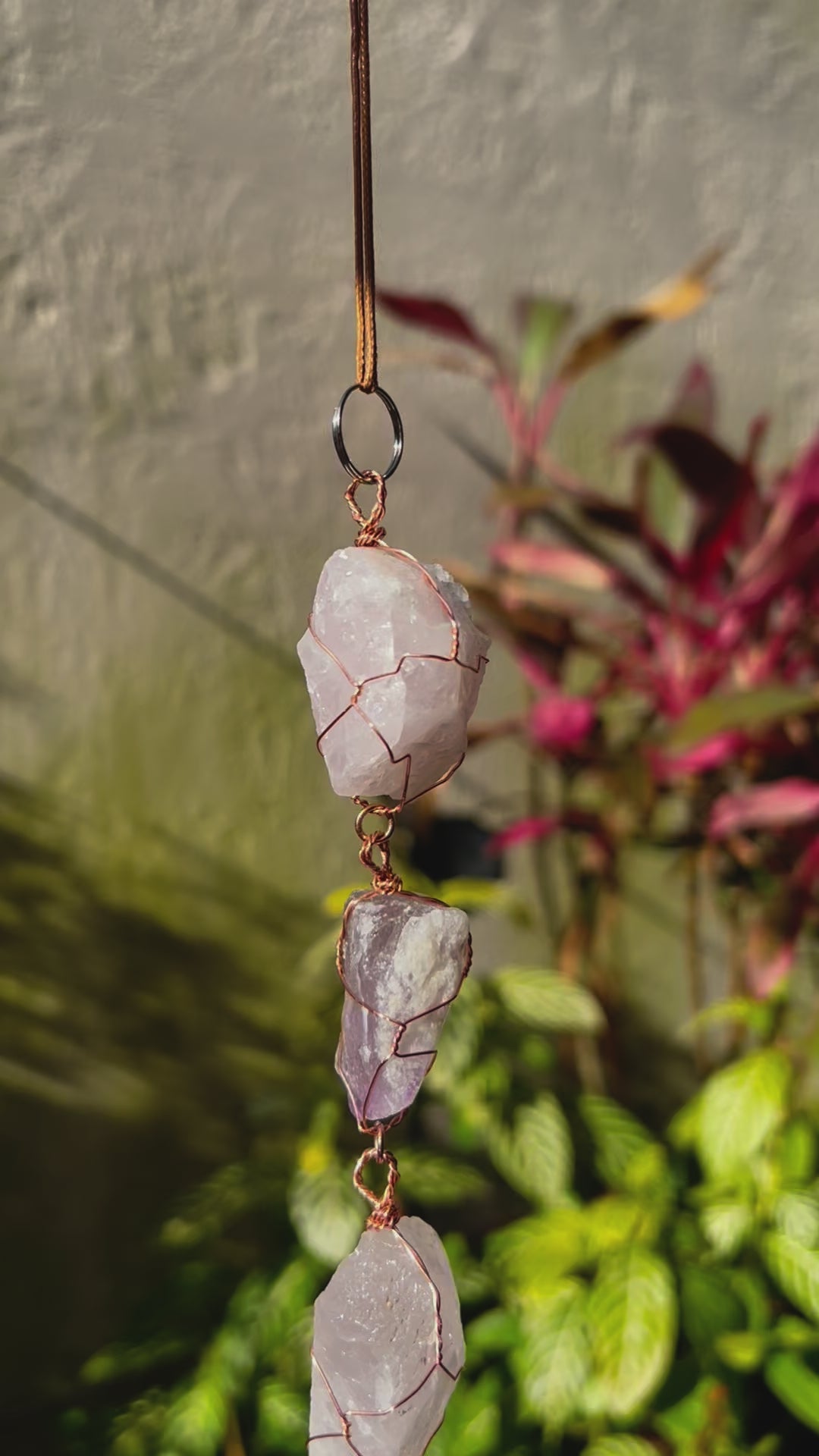 Amethyst and Rose Quartz Wall Hanging 23''