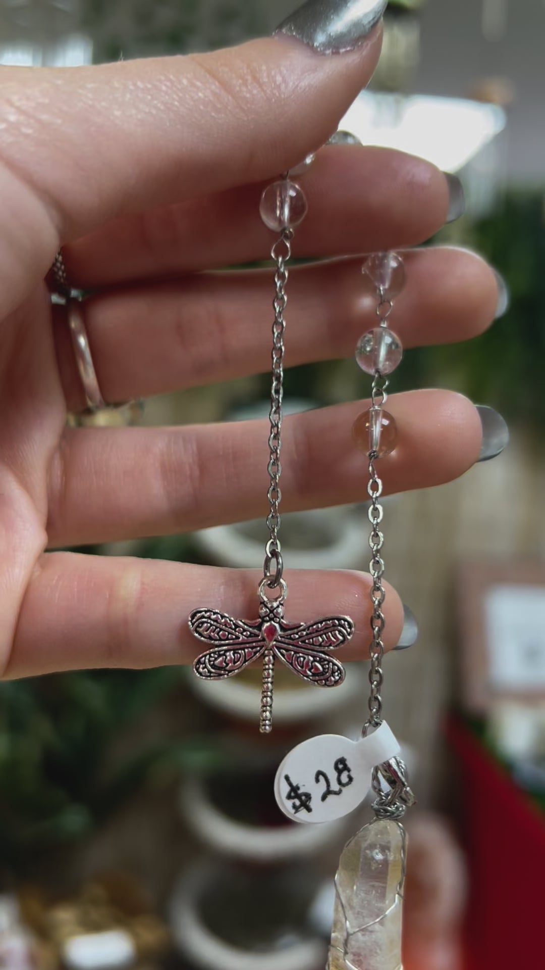 Rough Clear Quartz Pendulum