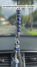 Load and play video in Gallery viewer, Sodalite and Blue Aventurine Dream Catcher Style - Car Hanger
