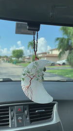 Load and play video in Gallery viewer, Aventurine Tree of Life - Selenite Moon Car Hanger
