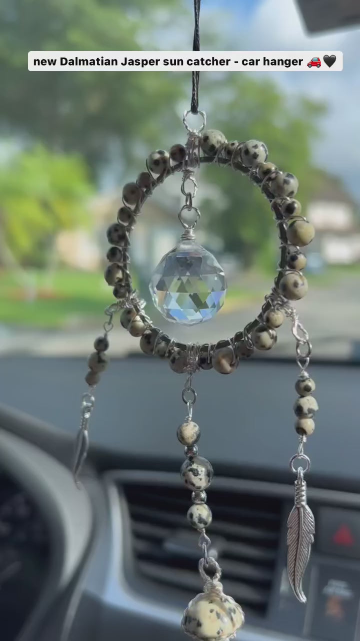 Dalmatian Jasper Dream Catcher Style - Car Hanger