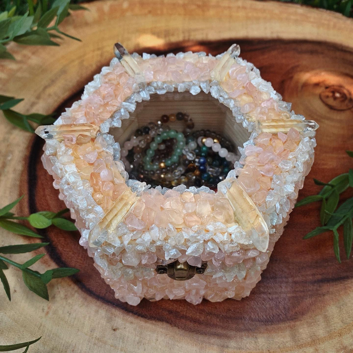 Mini Rose Quartz Hexagonal Coffer