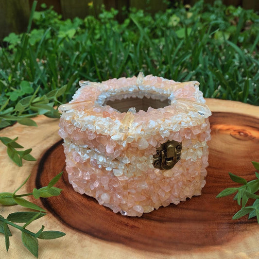 Mini Rose Quartz Hexagonal Coffer