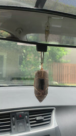 Load and play video in Gallery viewer, Smoky Quartz &amp; Black Tourmaline Car Hanger
