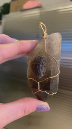 Load and play video in Gallery viewer, Smoky Quartz &amp; Tektite Car Hanger
