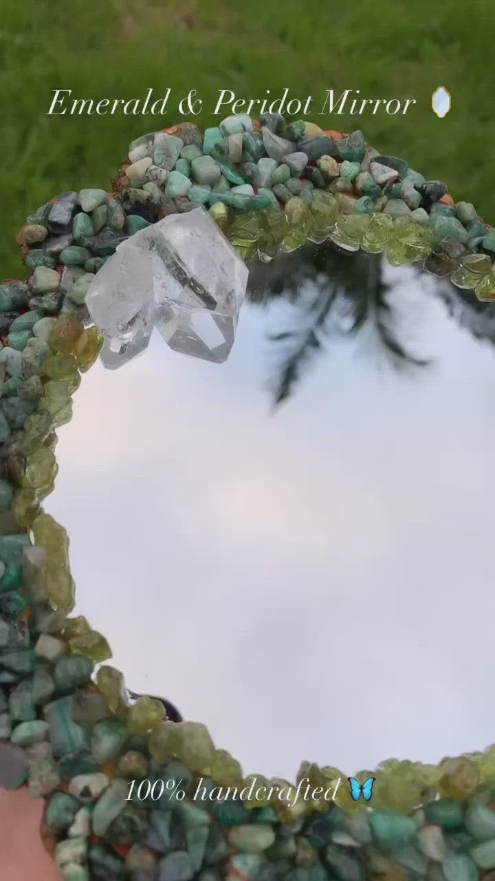 Round Emerald & Peridot Mirror