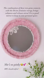 Load and play video in Gallery viewer, Round Rose Quartz &amp; Moonstone Mirror (LOCAL PICK UP ONLY)
