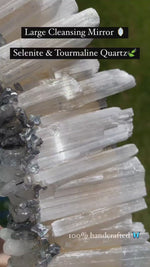 Load and play video in Gallery viewer, Cleansing Mirror - Selenite and Tourmaline Quartz
