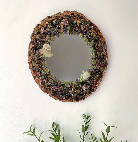 6'' Round Watermelon Tourmaline Mirror
