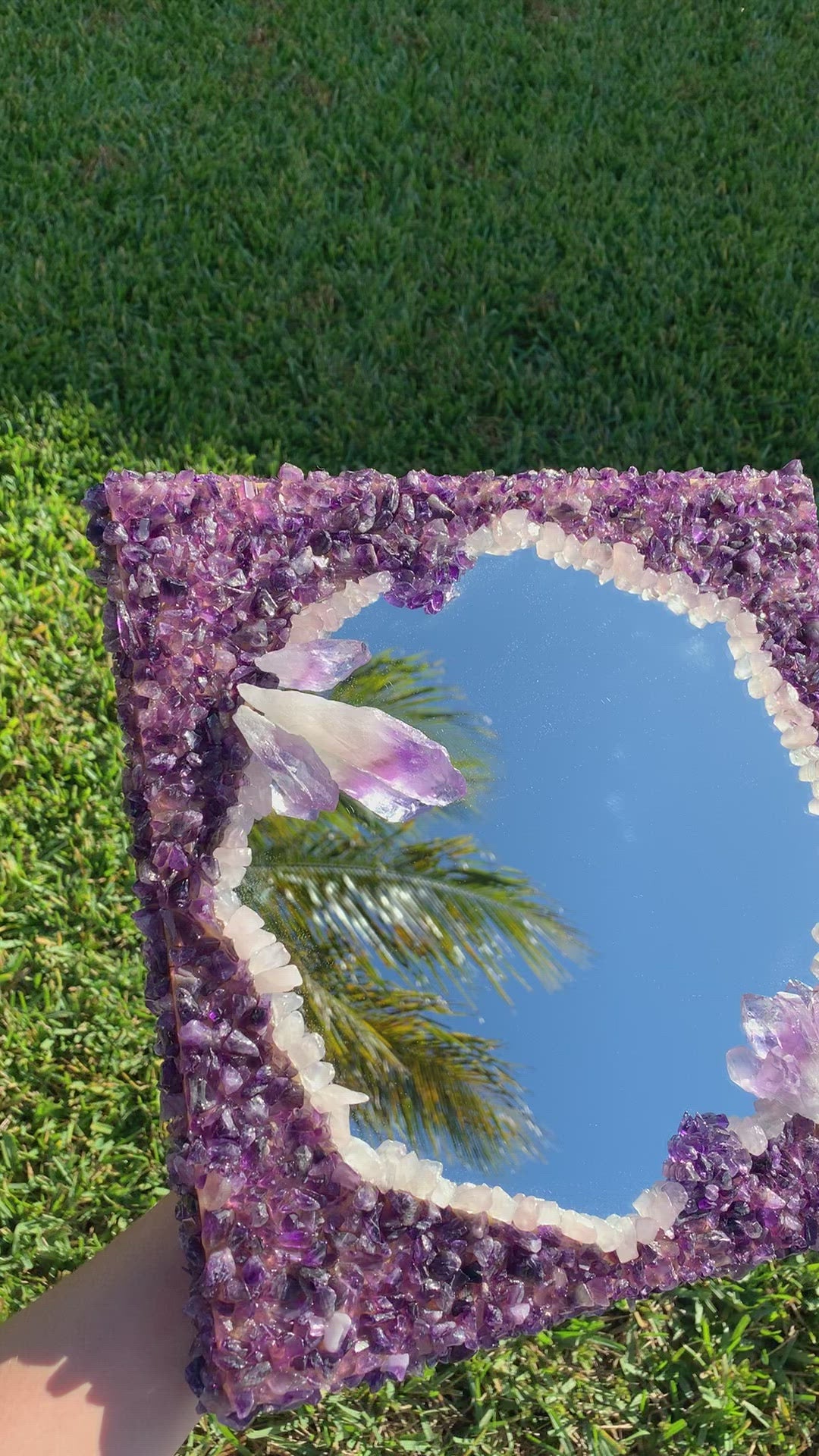 Square Amethyst & Rose Quartz Mirror (In person shopping only)