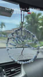 Load and play video in Gallery viewer, Blue Lace Agate - Tree of Life Car Hanger
