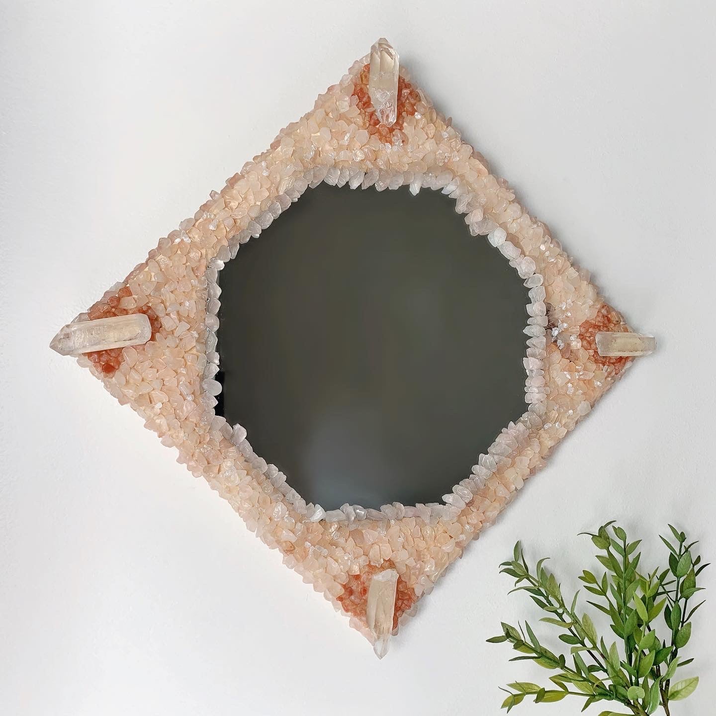 Rhombus Rose Quartz & Sunstone Mirror (In person shopping only)