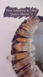 Load and play video in Gallery viewer, Amethyst &amp; Clear Quartz Points Mirror
