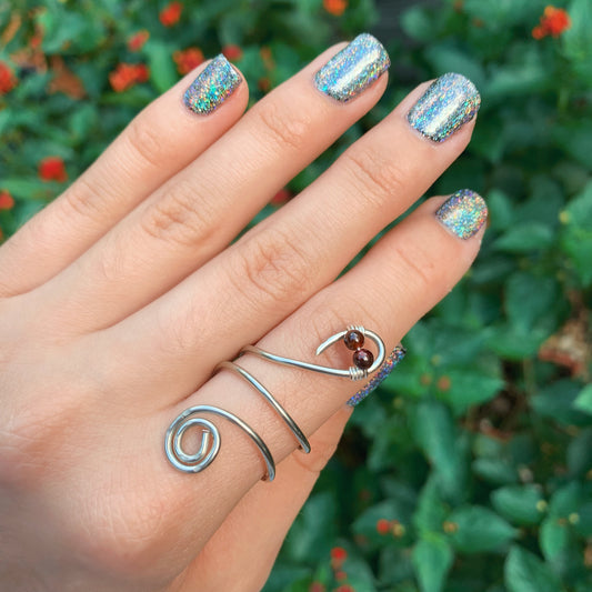Snake with Garnet Eyes Ring