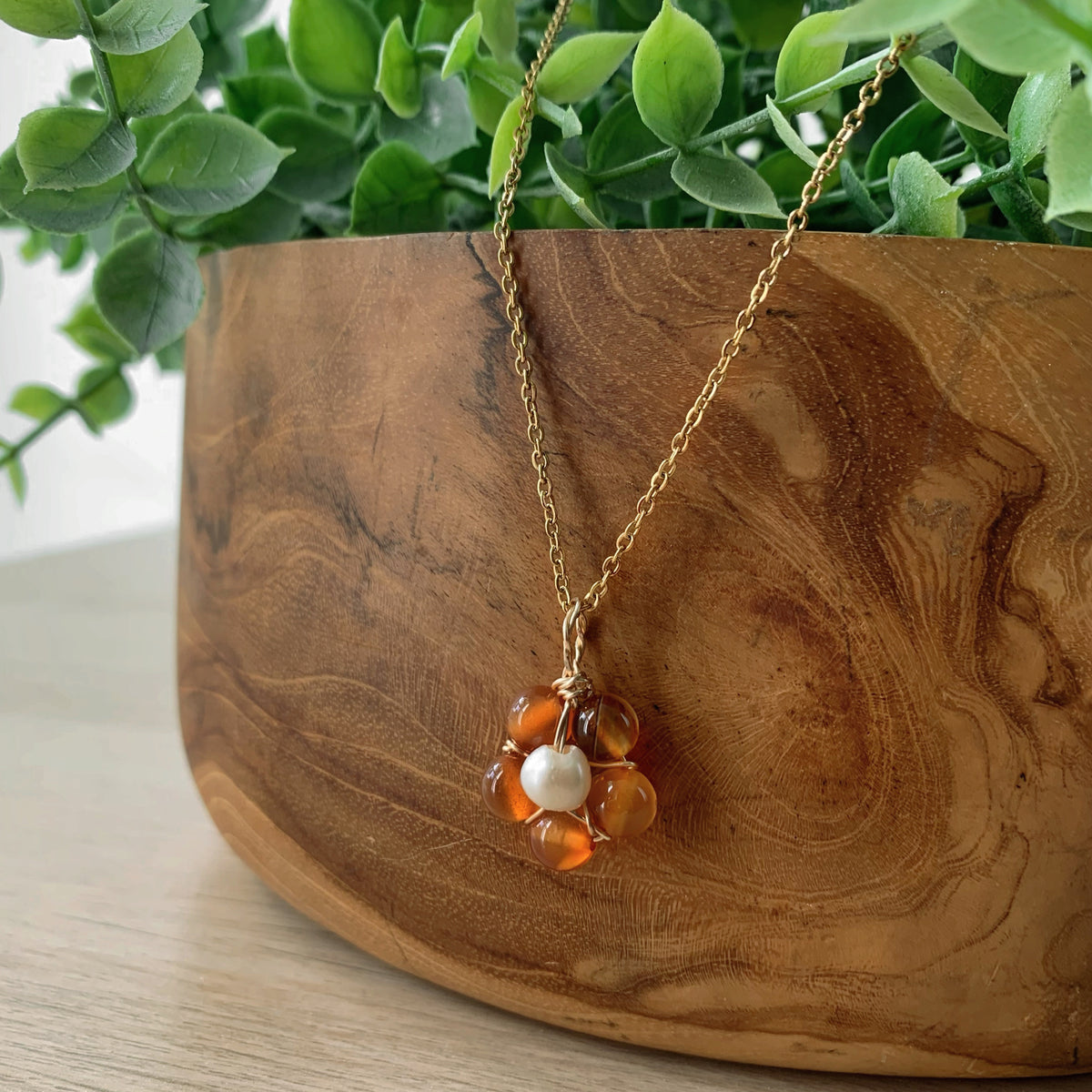 Gemstone & Freshwater Pearl - Stainless Steel Necklace